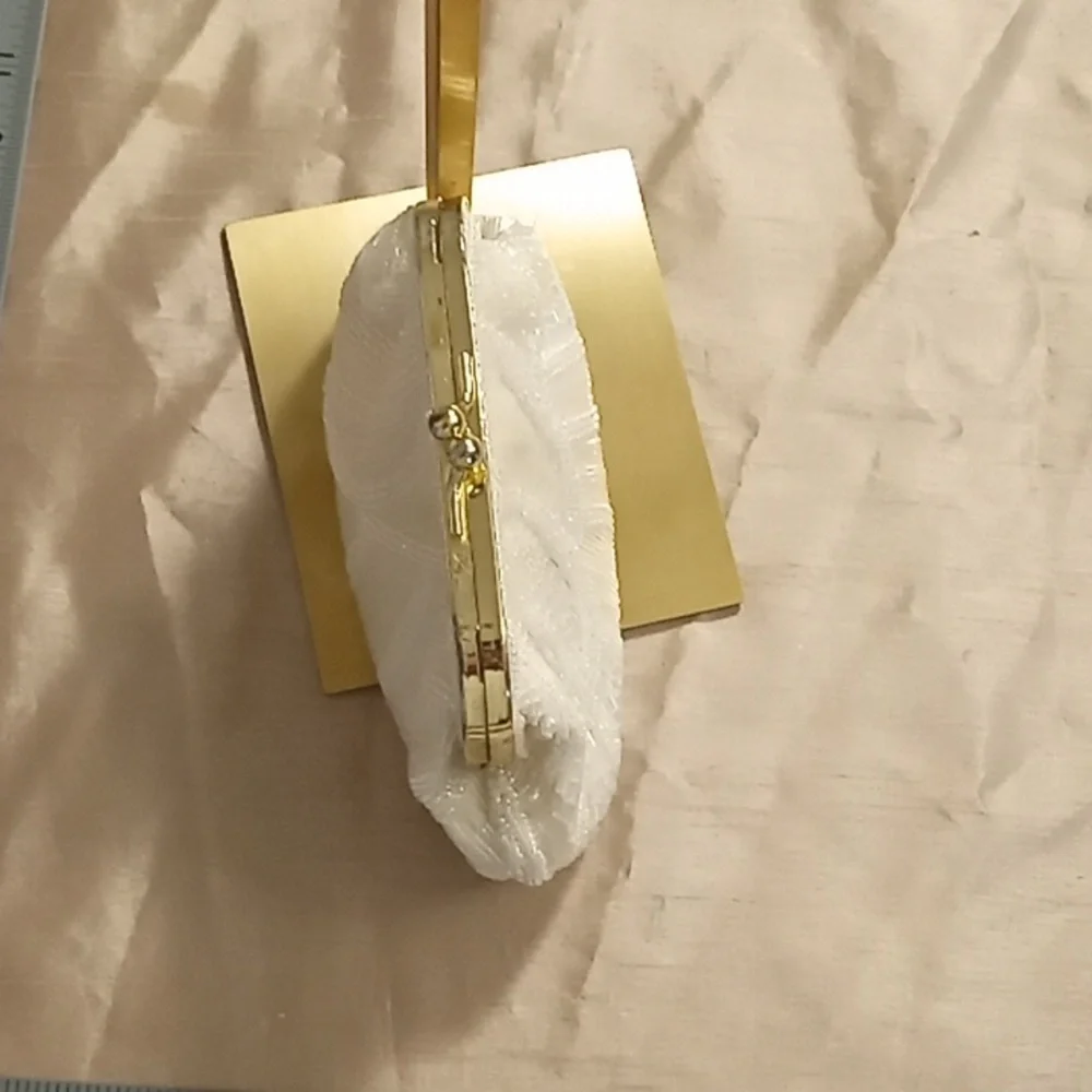 1920s Stylish Small Ivory Sequined Gold Women's Clutch with Strap NWOT